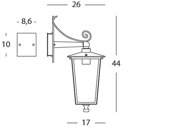 Lampada Applique in Basso Colore Ruggine per Esterno Linea Notorius Livos