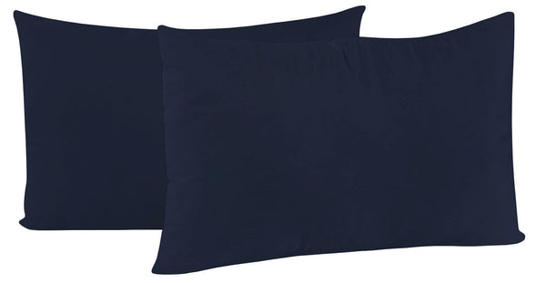 Paire de taies d'oreiller 52x82 cm en microfibre uni bleu foncé sconto