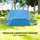 Tenda da Campeggio 2 Posti Impermeabile 280x225x110 cm con 2 Vestiboli e 2 Porte Beige   