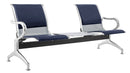 Panca per Sala Attesa 2 Posti da Ufficio con Cuscino e Tavolino in Acciaio e Similpelle Argento/Blu