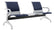 Banc de salle d'attente 2 places pour bureau avec coussin et table en acier et simili cuir argent/bleu marine