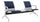 Banc de salle d'attente 2 places pour bureau avec coussin et table en acier et simili cuir argent/bleu marine