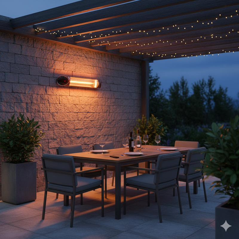 Stufa Elettrica ad infrarossi da Esterno 88x13x9 cm in Fibra di Carbonio  Pegaso Nero