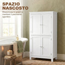 Mobile Bagno 60x30x110 cm con 4 Ante e Ripiani Regolabili in MDF Bianco      