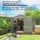 Casetta da Giardino 277x195x192 cm con Prese d'Aria e Doppia Porta Scorrevole in Metallo Argento      