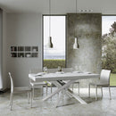 Tavolo Allungabile 160-420x90x77 cm Volantis Premium Bianco Frassino Telaio Bianco 
