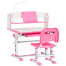 Banco Scuola per Bambini Regolabile con Luce LED Leggio e Portapenne Rosa   