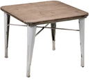 Tavolino Quadrato in Metallo Top in Legno Edimburgo Bianco