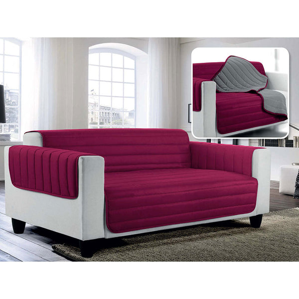 Housse de canapé matelassée en Microfibre Double Face Bordeaux/Gris Foncé online