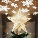 Puntale Proiettore LED per Albero di Natale a Forma di Stella 25x26x6,5 cm con Gioco di Luce Gold Glitterato      