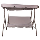 Dondolo da Giardino 3 Posti 170x110x160 cm con Tetto Parasole in Acciaio e Poliestere Tortora      