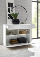 Credenza Mobile Soggiorno 1 Anta 2 Vani 111x42x82 cm TFT Akira Bianco Lucido