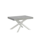 Tavolo Allungabile 120-380x90x77 cm Volantis Premium Cemento Telaio Bianco 