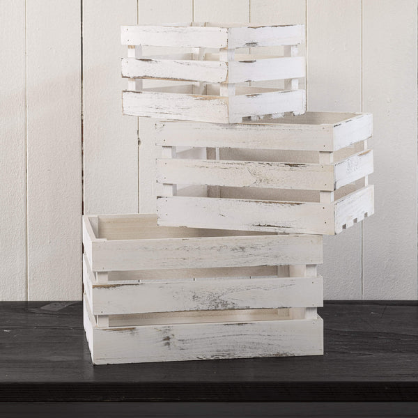 Ensemble de 3 boîtes polyvalentes en bois fruitier de Paulownia blanc minable online