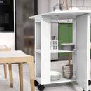 Tavolo da Pranzo Pieghevole per 2-4 Persone 120x60x77 cm con 6 Ruote Ripiani a 2 Livelli e 2 Ribalte in Pannello di Particelle Bianco      
