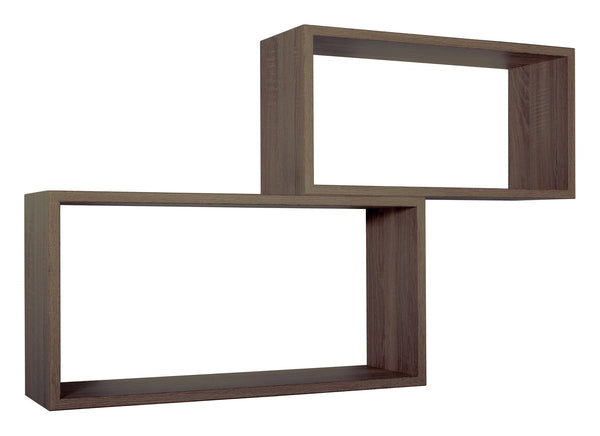 online Set 2 Mensole Cubo da Parete Rettangolare in Fibra di Legno Bislungo Noce