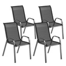 Set 4 Sedie da Giardino 54x71x93 cm Impilabili in Acciaio e Tessuto a Rete Traspirante Nero   