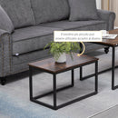 Set 2 Tavolini da Caffè Impilabili in Legno e Acciaio Marrone e Nero