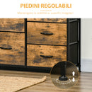 Mobile Cassettiera 5 Cassetti in Tessuto Pieghevoli 83,5x29x87 cm Stile Industriale Marrone