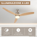 Ventilatore da Soffitto con Luce LED Bianca a 6 Velocità e Timer Ø132 x 43A cm in Metallo e Acrilico 