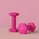 Set 2 Manubri Palestra 1 kg Pesi esagonali per Allenamento Rosa