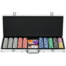 Set Poker per 9-10 Giocatori con 500 Fiches 2 Mazzi di Carte e 5 Dadi con Valigetta in Alluminio e Poliestere Argento