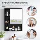 Armadietto con Specchio da Bagno con Mensole a Giorno 60x15x76cm Nero  