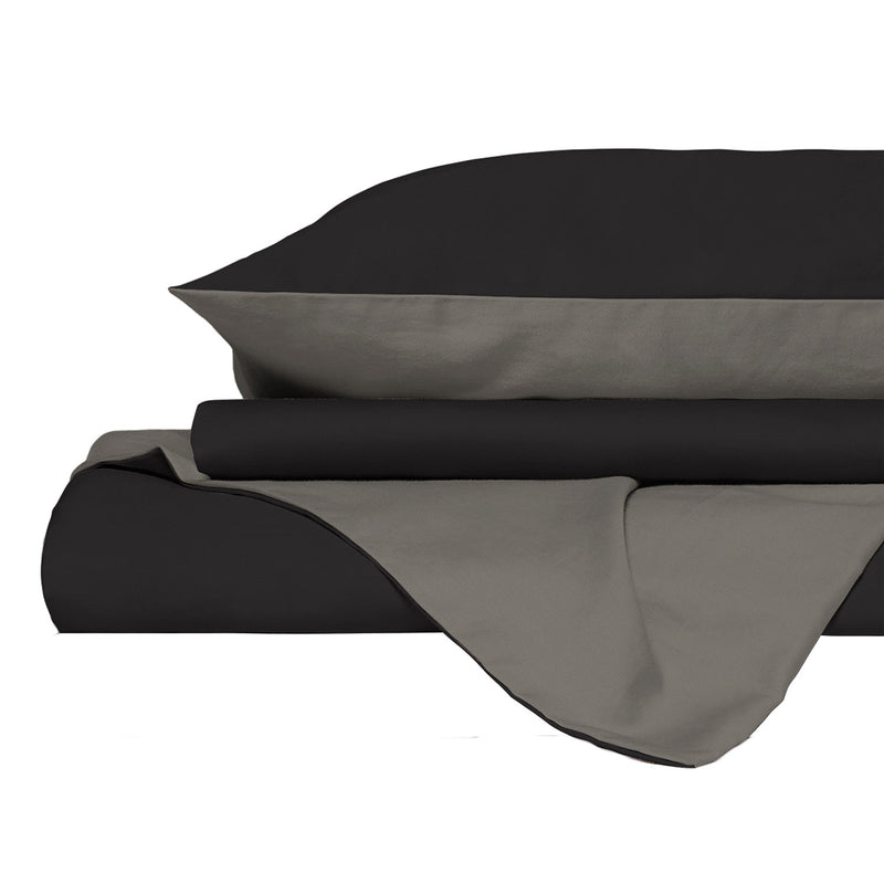 Copripiumino con Sacco e Federe in Tinta Unita Double Face Linea Zoe Cioccolato e Sabbia