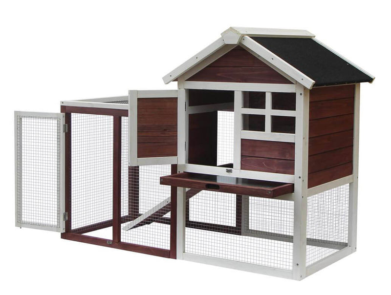 Pollaio da Giardino 122x63x92 cm Per 3 Galline in Legno Rosso e Bianco