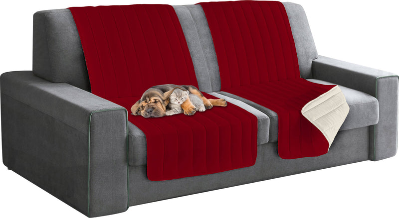 Copridivano a Fascia Doubleface Trapuntato 60x190cm Bordeaux/Panna