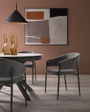 Set 2 Sedie Maya 59,5x54x78,5 cm in Tessuto Easy-Clean Grigio Scuro       