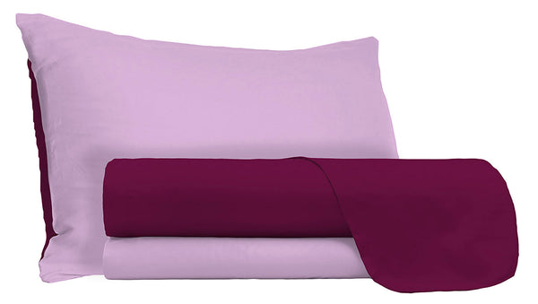 acquista Lot de Draps et Taies d'Oreiller Double Face Lilla/Prune