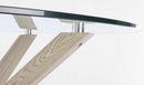 Tavolo Piano in Vetro Tondo Gamba Legno Naturale D114 Rotondo in Vetro