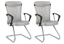 Set 2 Poltrone Con Braccioli 57,5x59x47,51 cm Kingston in Tessuto Grigio
