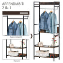 Appendiabiti Scarpiera per Ingresso 80x40x200 cm con Mensole in Metallo e Legno Marrone
