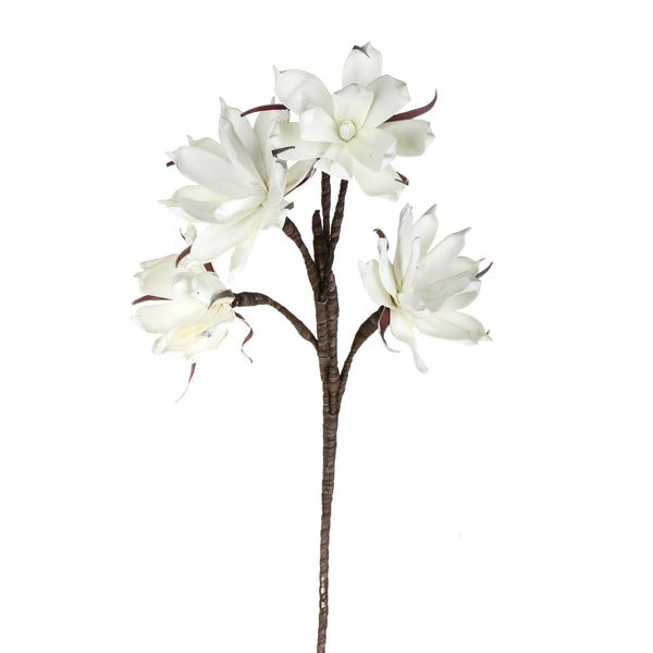 acquista Set 2 Magnolias Composé de 4 Fleurs Artificielles Hauteur 95 cm Blanc