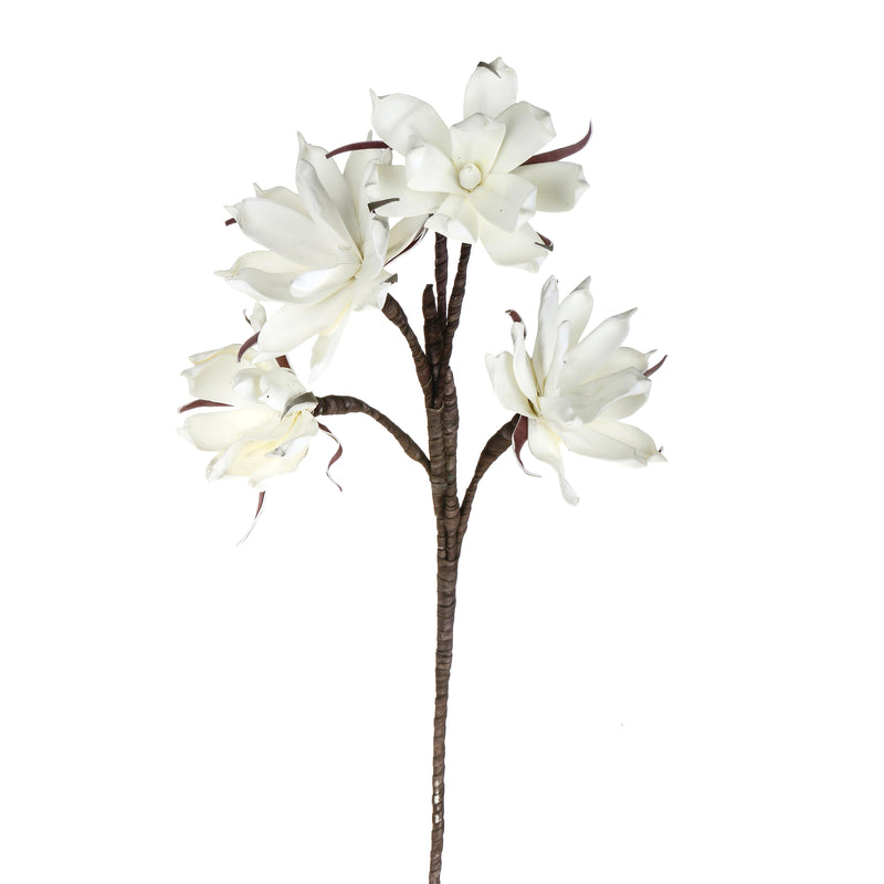 Set 2 Magnolie Composta da 4 Fiori Artificiali Altezza 95 cm Bianco