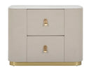 Comodino Beauty 60x47x40 cm in Legno MDF e Metallo Crema/Oro