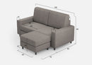 Divano 2 Posti con Pouf 148x155x85 cm Sakar in Tessuto Grigio