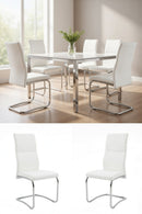 Set 4 Sedie Imbottite 44x58x104 cm Thelma in Ecopelle Bianco