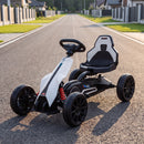 Go Kart Elettrico per Bambini 3-8 Anni 12V 3-5 km/h con Cintura di Sicurezza Capacità 30 kg Bianco      