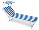 Lettino Prendisole da Giardino in Alluminio con Tettuccio Soriani Riccione Bianco/Blu