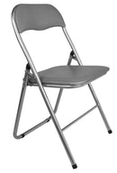 Set 6 Sedie Pieghevoli 45x45x45/80 cm in Acciaio e PVC Imbottito Grigia
