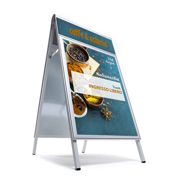 online Espositore Pubblicitario Bifacciale a Cavalletto Pieghevole 66x131x79 cm in Alluminio Silver