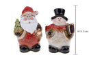 Set 4 Statuine Babbo Natale + Pupazzo di Neve 13,5 cm in Porcellana