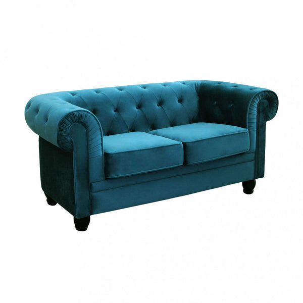 Canapé Chesterfield 2 places 152x74x82 h cm en Velours Bleu acquista