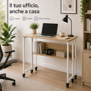 Tavolo Scrivania Pieghevole 80x58x79,5 cm con 4 Ruote con Freno in MDF e Ferro      