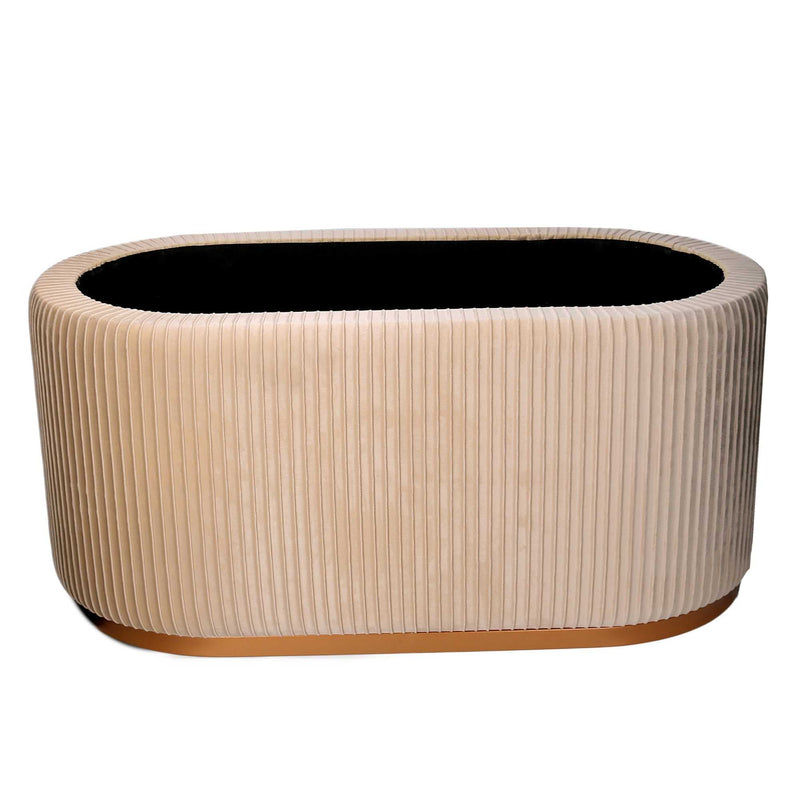 Pouf Contenitore 82x42xh41 cm in Tessuto Velluto Crema