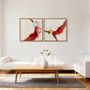 Set di 2 Quadri su Tela 40x40 cm Design Moderno Stampa Artistica da Parete con Ganci Inclusi Rosso      
