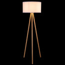 Lampada Piantana da Terra Design Moderno Attacco E27 Paralume in Tessuto Bianco Gambe in Legno      